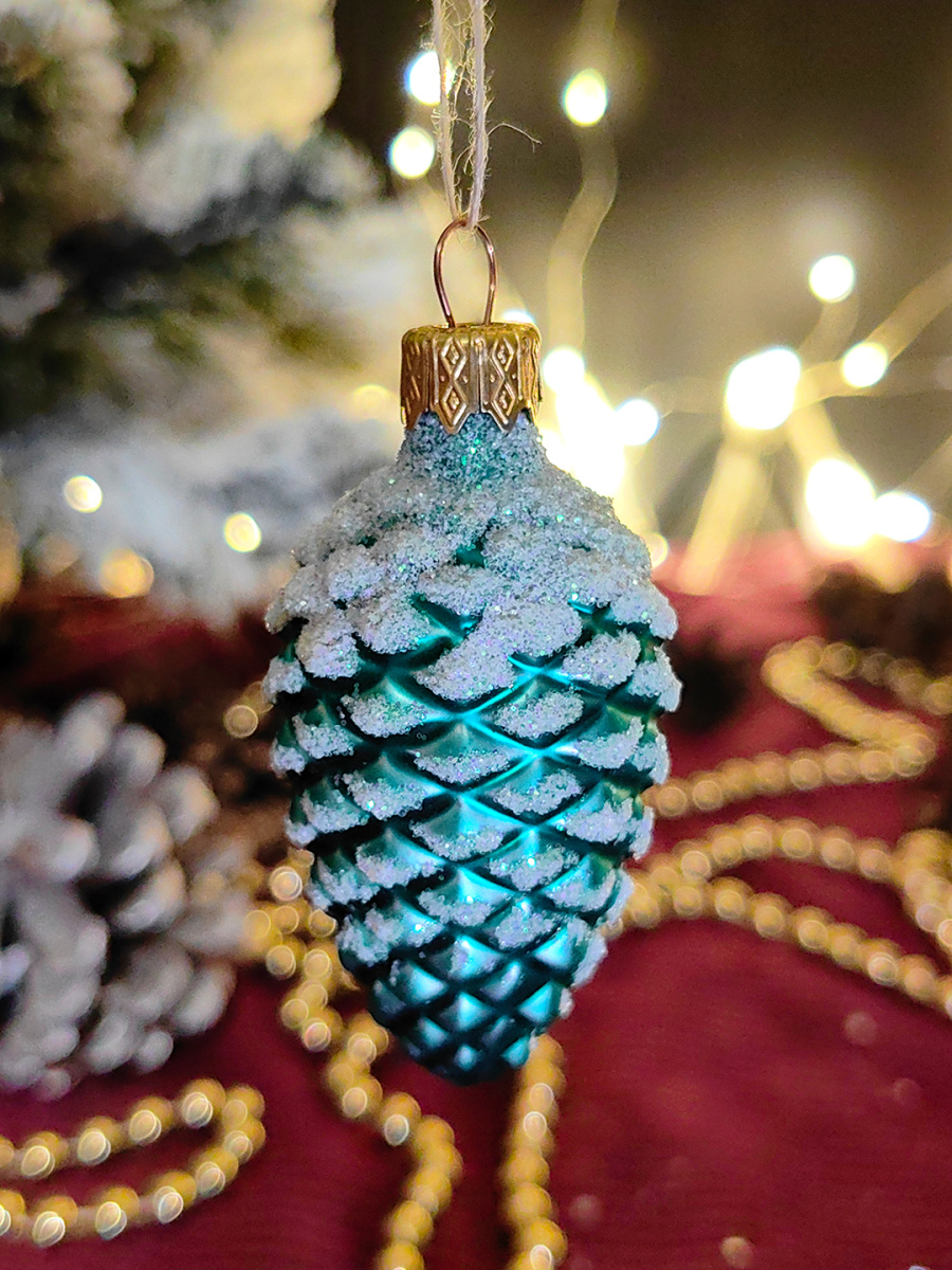 Елочная игрушка Шишка зеленый 7 см, стекло // шишка GR фото 2 Елочная игрушка Шишка зеленый 7 см, стекло // шишка GR фото 2