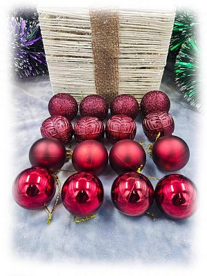 Набор шаров 4 см 16 шт бордовый PE-5bur