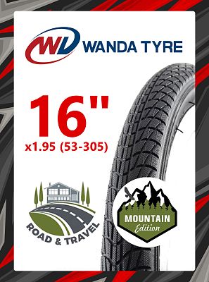 Велопокрышка Wanda 16"x1.95 (53-305) P1023  черный RTRR16WND006