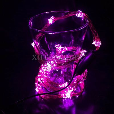 Конский хвост Роса 19 нитей по 2 м, розовый 380 LED, статичный, провод , 2018820 Pink