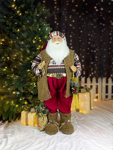 													Дед Мороз  90 см бордовый, коричневый S1074-36 фото 6