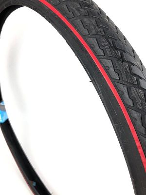 Велопокрышка DELI 26"x1.75 (47-559) SA-225 BLACK w/ RED LINE  черный-красный D26225