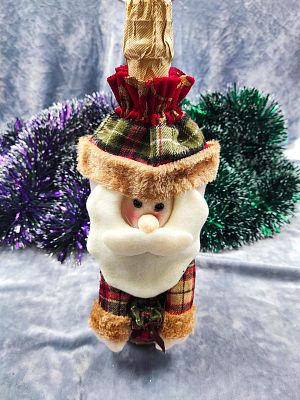 Мешок для бутылки Дед Мороз 27x15 см. клеточка  9817211dm