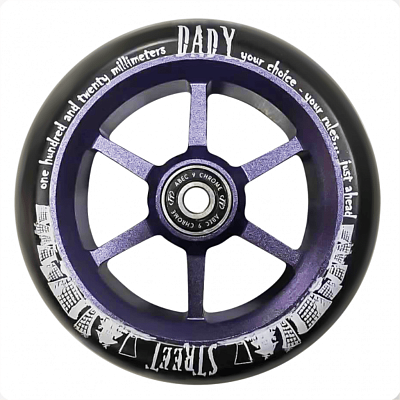 Колесо для самоката Tech Team, 6ST Street Dady 30 мм, подшипники ABEC 9 Chrome, 120 мм., фиолетовый 