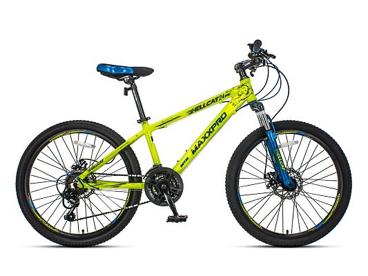 Велосипед горный MAXXPRO HELLCAT 24 PRO 24" 13" 21 ск. желто-синий N2406-1 2021