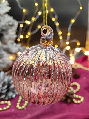 Шар прозрачный светло-розовый 8 см, стекло Merry Green MG24047