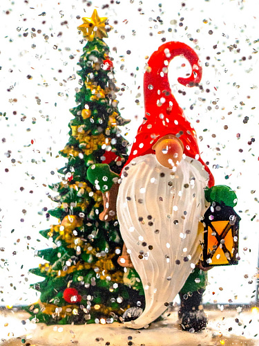 													Новогодний фонарик музыкальный Гномик у елочки 25 см Р-5148-D фото 5