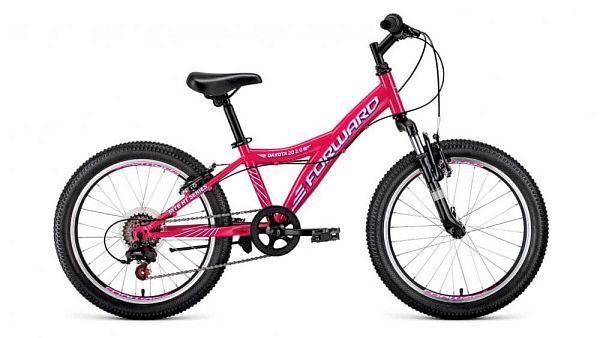 Велосипед горный FORWARD Dakota 20 2.0 20" 10,5" 6 ск. розово-белый RBKW1J106008 2021
