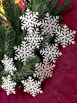 Елочные игрушки Снежинки  белый 5,5 см snowflakeM/3