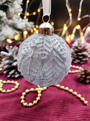 Шар таежный листок 8 см, стекло Merry Green MG24227