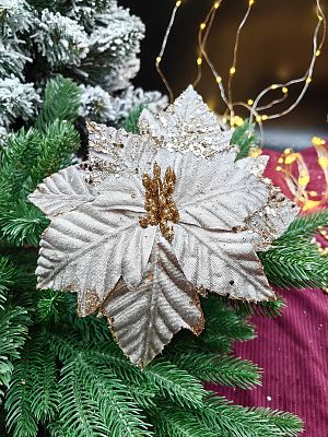 Цветок серый/золото d 22 см Р-7548