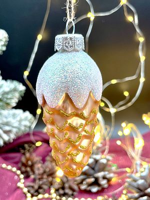 Елочная игрушка Шишка большая шампань  см, стекло  // шишка большая CHAM