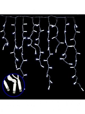 Светодиодная бахрома 3 м, белый холодный 80 LED, статичный с FLASH эффектом, провод белый, К130-222