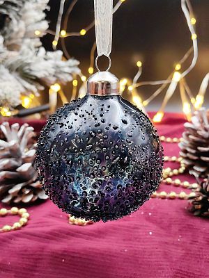 Шар ночной синий 8 см, стекло Merry Green MG24038