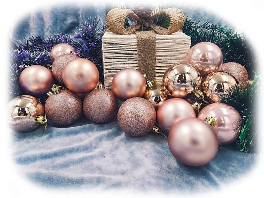 Набор шаров 5,5 см 24 шт розовое золото AL-13-7