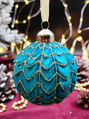 Шар голубая лагуна 8 см, стекло Merry Green MG24171