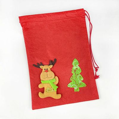 Мешочек для подарков Олень 32x23 см красный  9817402ol