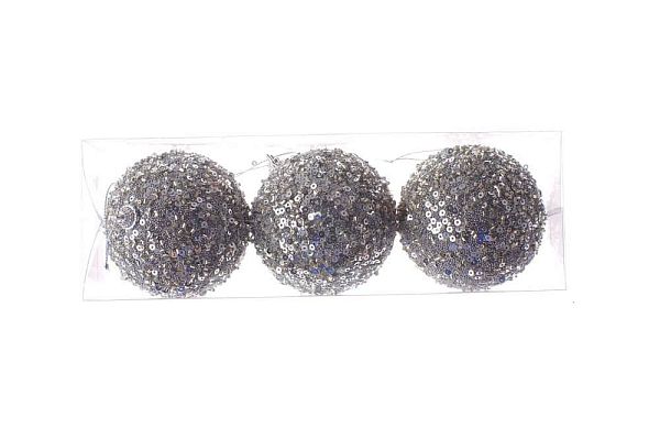 Набор шаров 8 см 3 шт серебряный 2016286