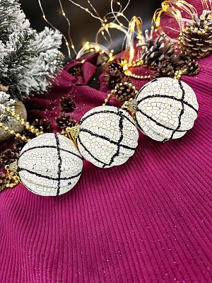 Набор шаров 8 см 3 шт белый/черный 22-9