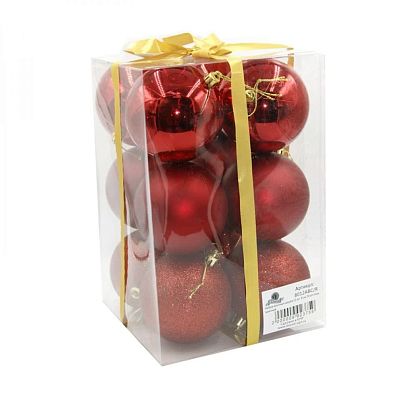 Набор шаров 8 см 12 шт красный 8012ABC/R