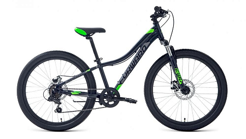 													Велосипед горный FORWARD TWISTER 24 2.2 disc 24" 12" 7 ск. черный/ярко-зеленый RBKW1J347026 