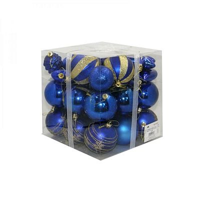 Набор шаров 8 см 33 шт синий M-360548/B