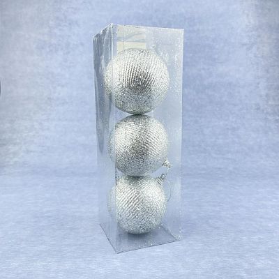 Набор шаров 8 см 3 шт серебряный WL9207-41