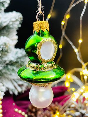 Елочная игрушка Соска зеленый 7 см, стекло  // соска GREEN
