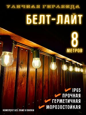 Белт-лайт кабель шаг 20 см 2-жильный каучук черный уличный (IP65) E27 8 м 7859941-8 Белт-лайт кабель шаг 20 см 2-жильный каучук черный уличный (IP65) E27 8 м 7859941-8