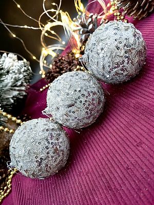 Набор шаров 8 см 3 шт серебристый 301391S8