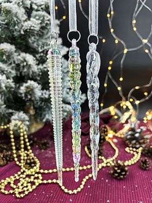 Подвеска на елку Льдинка  матовый белый 14 см MG24484