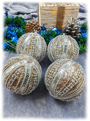 Набор шаров 10 см 4 шт шампань 104-190