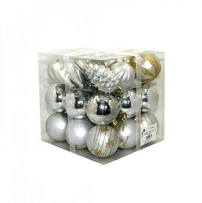 Набор шаров 8 см 33 шт серебряный M-360548/S