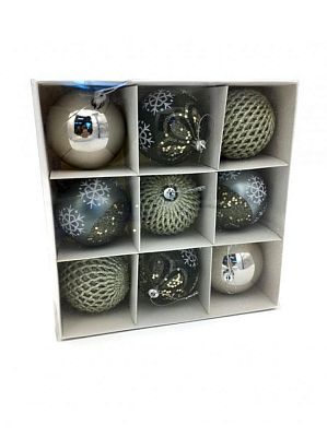 Набор шаров 8 см 9 шт микс серый SY1817-8009/GG/LC