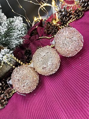 Набор шаров 8 см 3 шт шампань 803-50