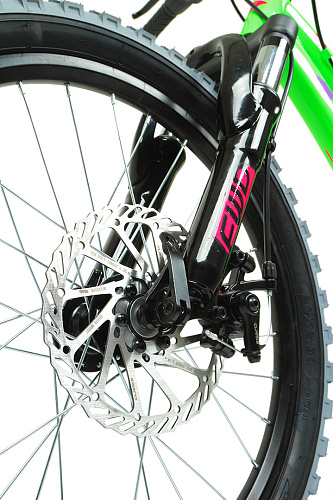 													Велосипед горный FORWARD Twister 2.0 disc 20" 10,5" 7 (1x7) ск. ярко-зеленый/фиолетовый RBKW1J306002 фото 3