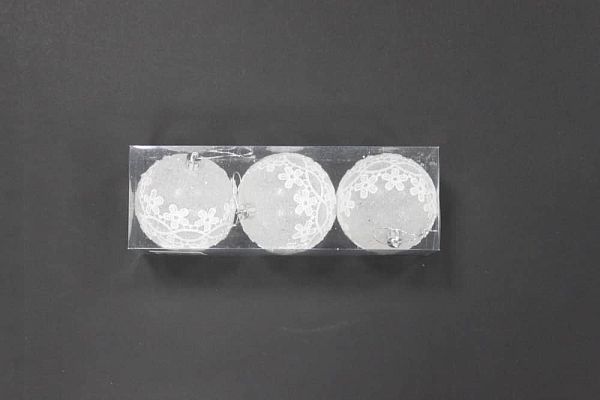 Набор шаров 8 см 3 шт белый 9918179