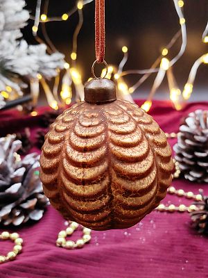 Шар бронзовая эпоха 8 см, стекло Merry Green MG24118