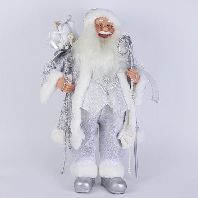 Дед Мороз  90 см серебристый S1109-36