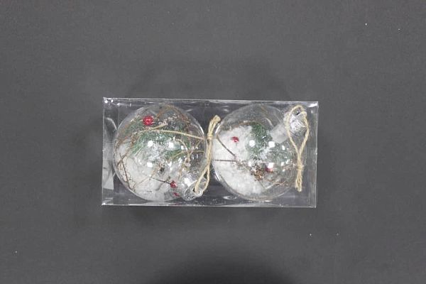 Набор шаров 10 см 2 шт прозрачный с декором 9918119