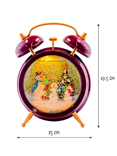 													Новогодний фонарик музыкальный Часы со снеговиком 18 см 9920048-1 фото 4