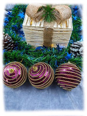 Набор шаров 8 см 3 шт фиолетовый 9920421