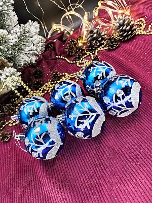 Набор шаров 8 см 6 шт синий 80SV06-608B