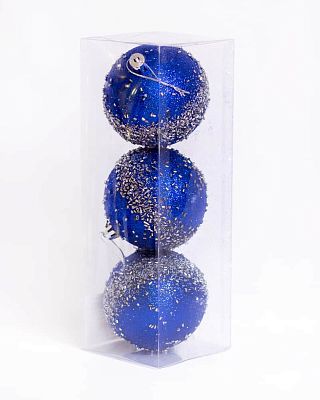 Набор шаров 8 см 3 шт синий SY18353-8003/B