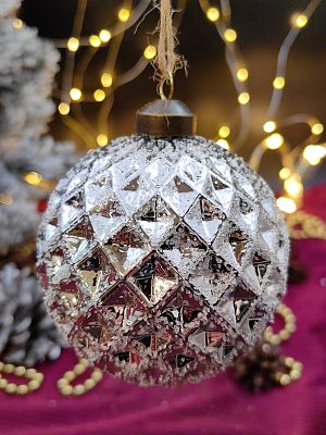 Шар серебристый 10 см, стекло Merry Green MG24244