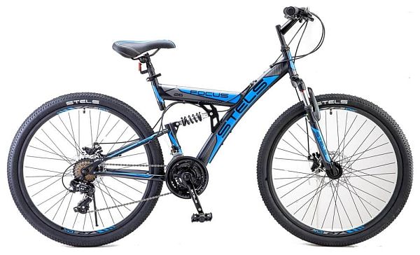 Велосипед горный двухподвес STELS Focus MD 26" 18" 21 ск. черно-синий LU073823 