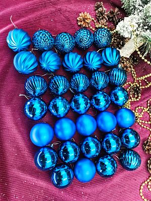 Набор шаров 6 см 34 шт синий MAS86BLUE