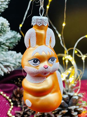 Елочная игрушка Белочка золото/белый  см, стекло  // Белочка GOLD W