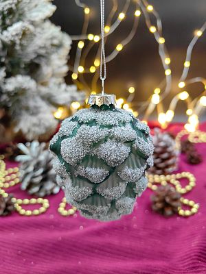 Елочная игрушка Шишка хвоя 9 см, стекло Merry Green MG24130