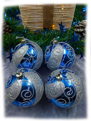 Набор шаров 8 см 4 шт синий 80SV04-512B